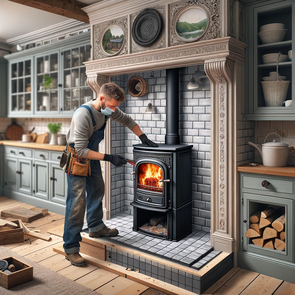 contrator-installing-a-log-burner-flue