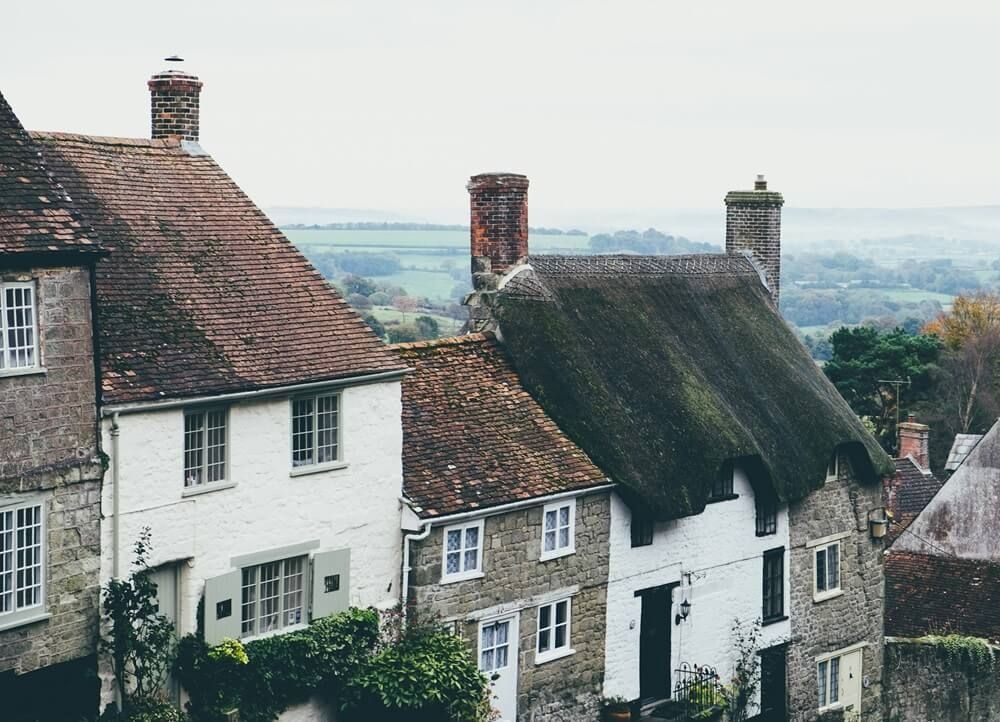 Chimneys on old British houses