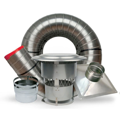 Flexible Chimney Liner Kit 5.5 inch x 25 Ft with Appliance Connector