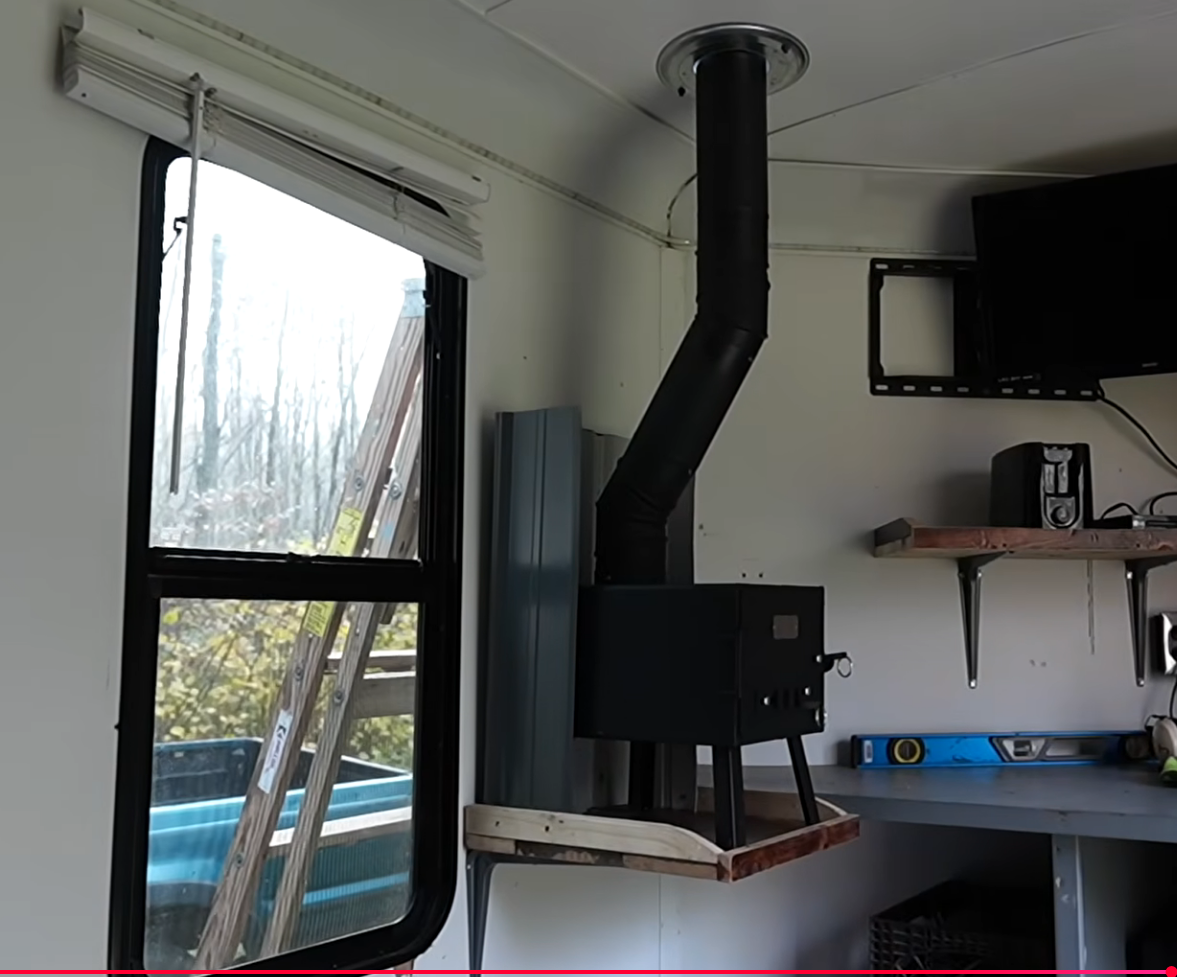 Install stove in trailer